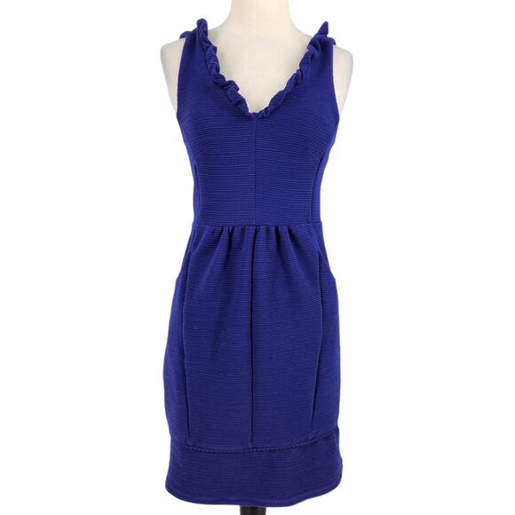 SALE Anthropologie Maeve Knit Ribbed Ruffle Sleeveless Sheath Dress - Picture 3 of 10